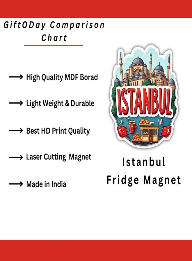 GiftOday Istanbul City Theme Souvenir Wooden Refrigerator Stylish Fridge Magnet - Perfect Souvenir Gift for Brother, Sister, Kids | Kitchen Decor | Fridge Decoration | Size 3x3 Inches | Pack of 1 - Image 4