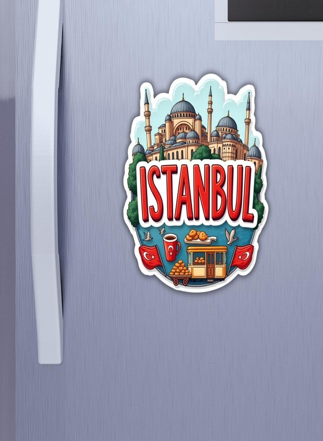 GiftOday Istanbul City Theme Souvenir Wooden Refrigerator Stylish Fridge Magnet - Perfect Souvenir Gift for Brother, Sister, Kids | Kitchen Decor | Fridge Decoration | Size 3x3 Inches | Pack of 1 - Image 1