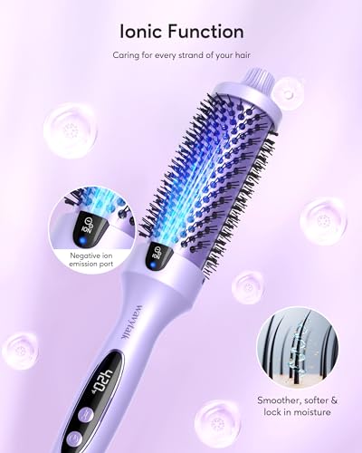 Wavytalk Thermal Brush, 1.5 inch Heated Round Brush for Blowout Look, Negative Ion Technology, Ceramic Tourmaline, 5 Temperature Settings, Dual Voltage, Purple - Image 3