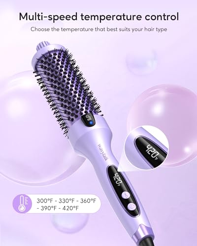 Wavytalk Thermal Brush, 1.5 inch Heated Round Brush for Blowout Look, Negative Ion Technology, Ceramic Tourmaline, 5 Temperature Settings, Dual Voltage, Purple - Image 5
