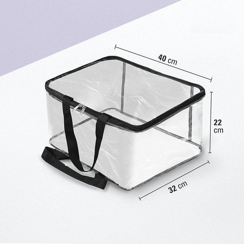 XBEY Pack of 4 Transparent Storage Bag for Saree CoversClothes Lehenga Blankets Bedsheets Toys Docs Wardrobe Organizer Clear Storage Box Bag Plastic PACK OF 4 Transparent - Image 3