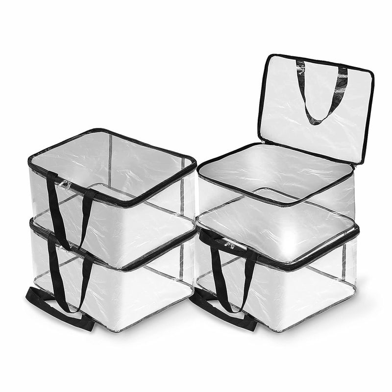 XBEY Pack of 4 Transparent Storage Bag for Saree CoversClothes Lehenga Blankets Bedsheets Toys Docs Wardrobe Organizer Clear Storage Box Bag Plastic PACK OF 4 Transparent - Image 1