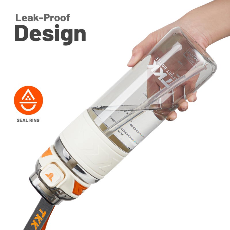 TKK Sports Water Bottles with Removable Straw 34 oz Leak-proof Flip Top Lid BPA Free Tritan Bottles with Strap for School, Fitness, Gym, Outdoor, White - Image 5