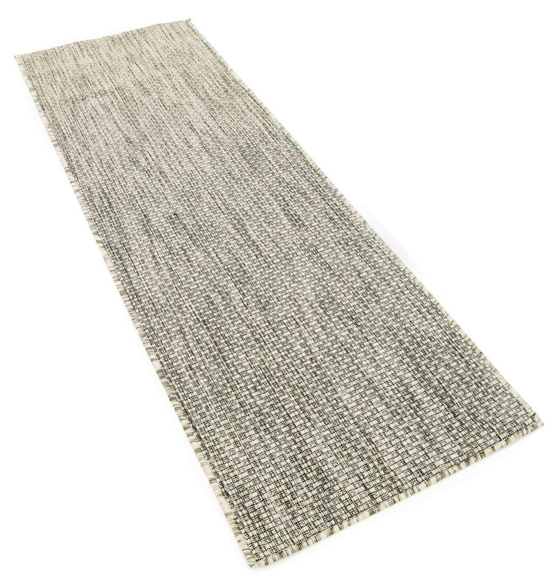 Unique Loom Collection Casual Transitional Solid Heathered Indoor/Outdoor Flatweave Area Rug (2' x 6' 1" Runner, Light Gray/Ivory) - Image 2