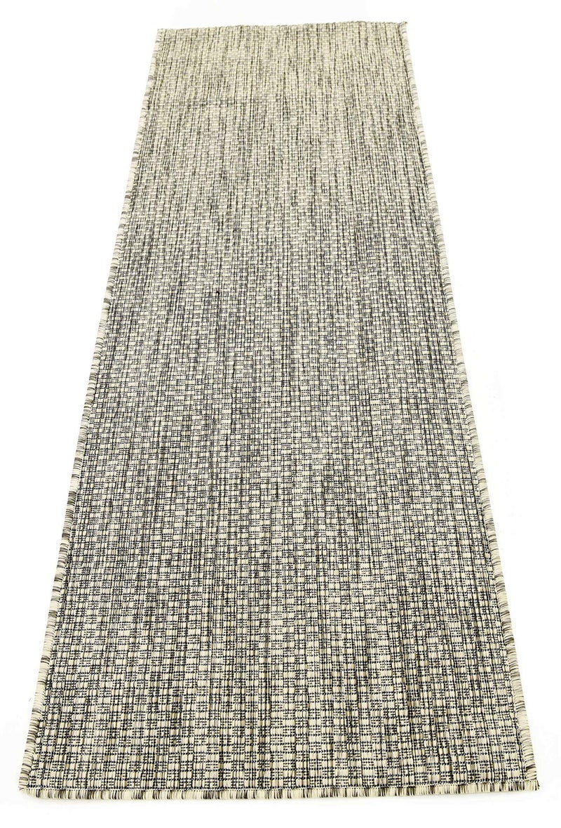Unique Loom Collection Casual Transitional Solid Heathered Indoor/Outdoor Flatweave Area Rug (2' x 6' 1" Runner, Light Gray/Ivory) - Image 3