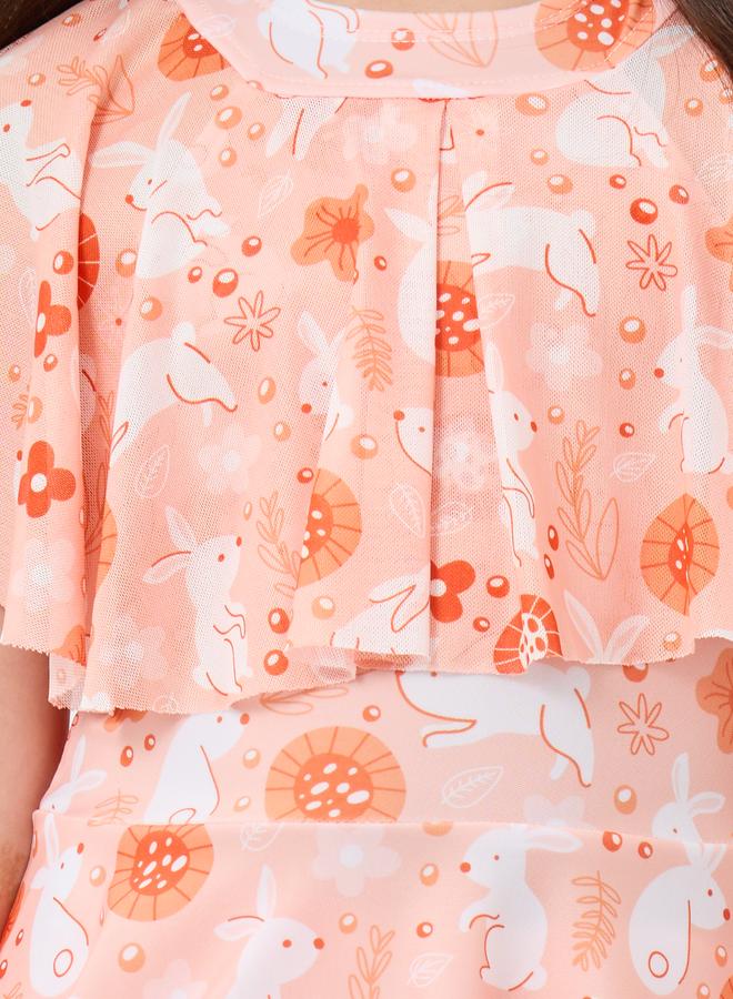 Styli Bunny Print Swim Dress and Shorts Set - Image 3