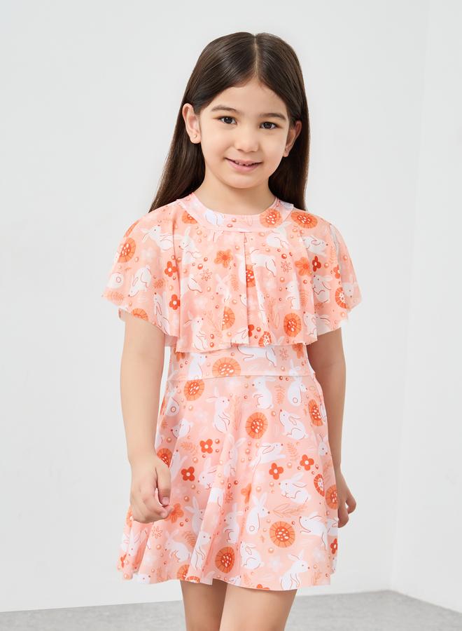 Styli Bunny Print Swim Dress and Shorts Set - Image 2