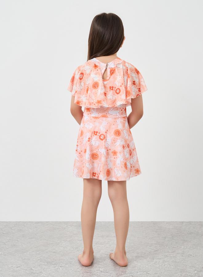 Styli Bunny Print Swim Dress and Shorts Set - Image 4