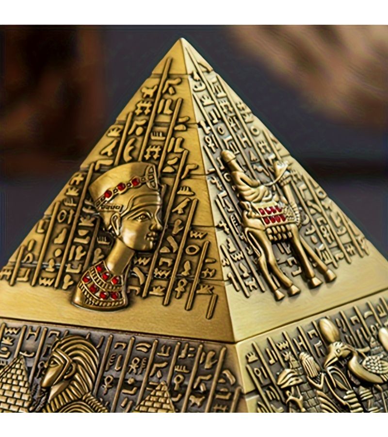 Golden Egyptian Pharaoh Metal Pyramid Creative Ashtray 1pc Club Hotel Home Decor - Image 4