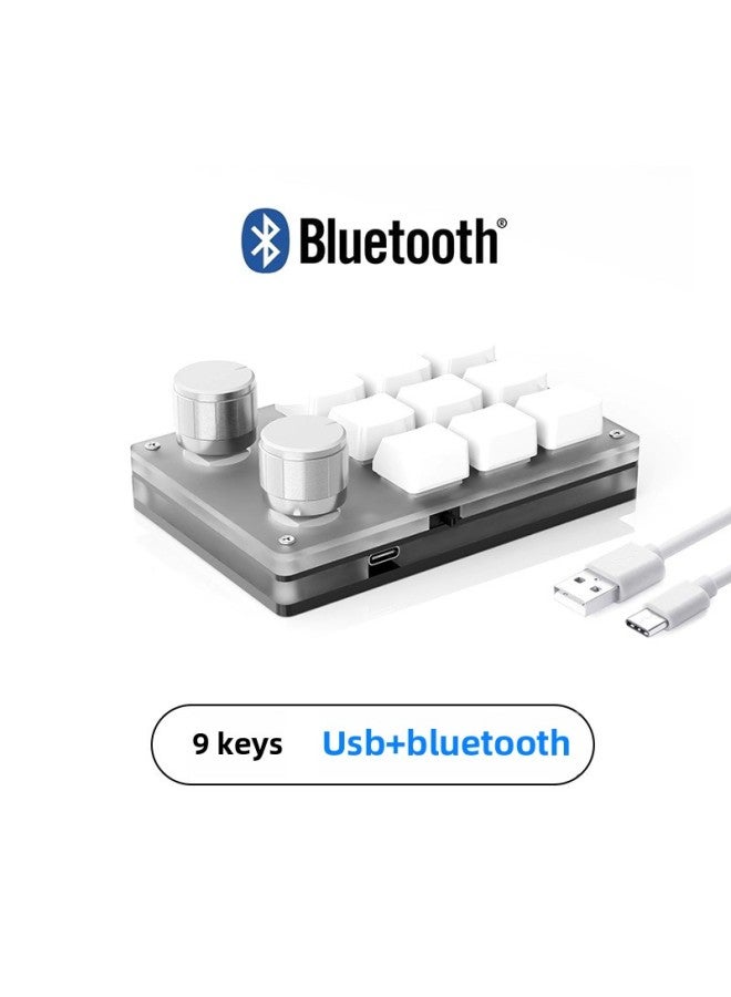 Custom Keypad Swim Custom Shortcut Green Axis Wireless Bluetooth Red Axis Copy And Paste Mechanical Hot-Color:Green Axis-【bluetooth+usb】 9-key 2-knob*white