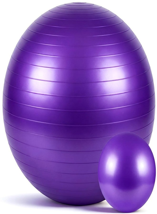 Sotiff Exercise Ball Set, Yoga Ball and Pilates Set for Workout Pregnancy Stability 23-26 Inch and 9 Inch Anti-Burst with Foot Pump for Office, Home and Gym (Purple) - Image 1