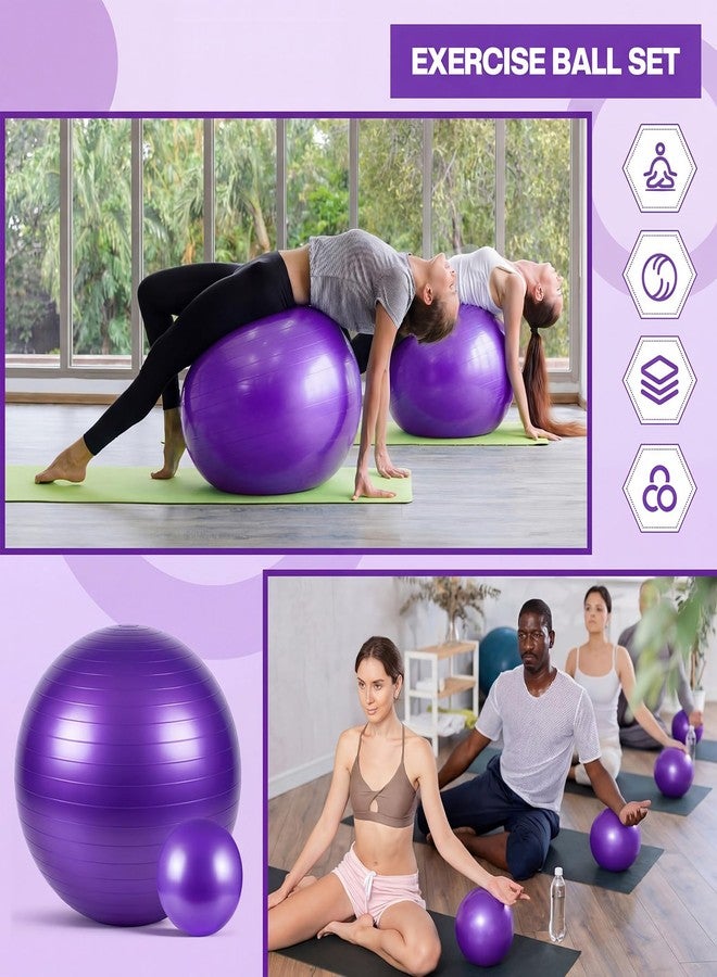 Sotiff Exercise Ball Set, Yoga Ball and Pilates Set for Workout Pregnancy Stability 23-26 Inch and 9 Inch Anti-Burst with Foot Pump for Office, Home and Gym (Purple) - Image 4