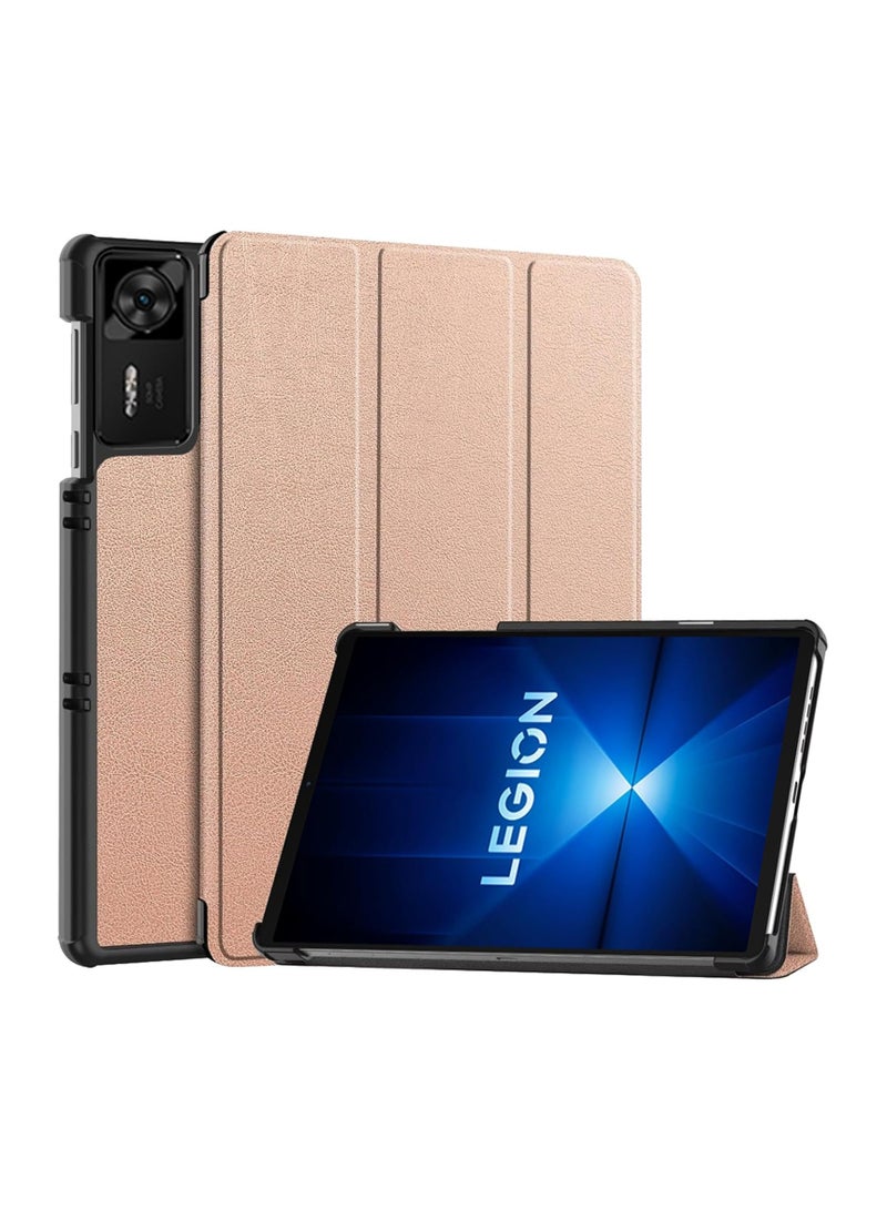 Compatible with Lenovo Legion Y700 Gen 4 8.8 inch 2025 (TB322FC) Tri-Fold Smart Tablet Case, Hard PC Back Shell Slim Case Multi- Viewing Angles Stand Folio Cover (Rose Gold)