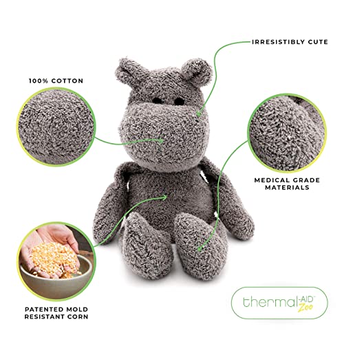 Thermal-Aid Zoo Animals - Mini Happy The Hippo - Heatable Therapeutic Stuffed Animals for Kids - Hot & Cold Therapy - Ice Pack & Heating Pack - 3.15 x 2.6 x 9.3 in - Image 2