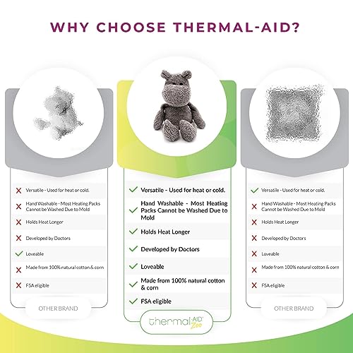 Thermal-Aid Zoo Animals - Mini Happy The Hippo - Heatable Therapeutic Stuffed Animals for Kids - Hot & Cold Therapy - Ice Pack & Heating Pack - 3.15 x 2.6 x 9.3 in - Image 3
