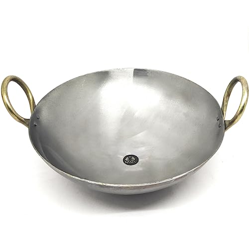 NYRA® Pure Original Loha Kadhai/Iron Traditional Deep Bottom Wok for Cooking Heavy Base Handmade Lokhand/Loha Kadhai/Iron Kadhai Heavy Bottom (Medium) - Image 1