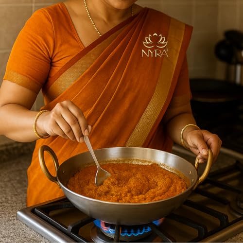NYRA® Pure Original Loha Kadhai/Iron Traditional Deep Bottom Wok for Cooking Heavy Base Handmade Lokhand/Loha Kadhai/Iron Kadhai Heavy Bottom (Medium) - Image 3