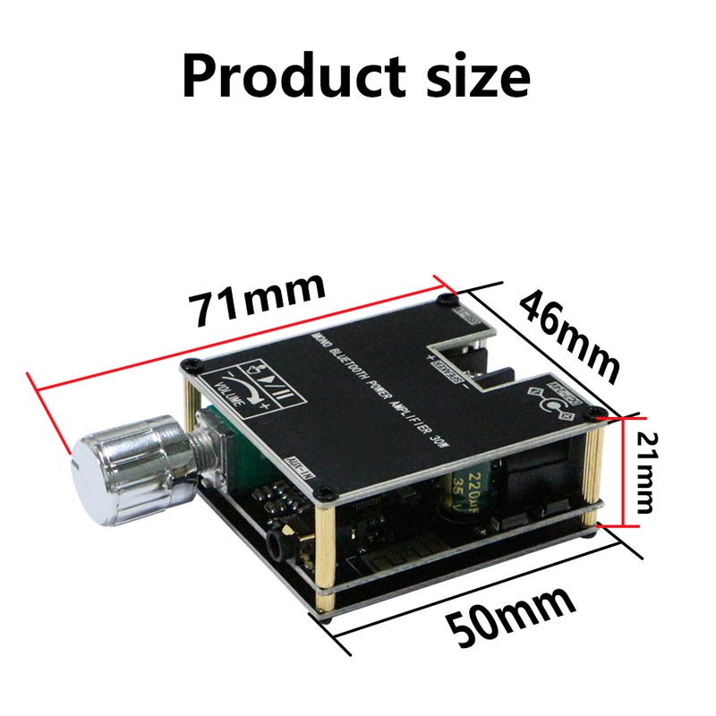 ZK-301B لوحة مضخم صوت محمولة أحادي المسار 30 واط، لوحة مضخم صوت أحادي القناة المتكثف مع بوكس مطابقة لاسلكية حقيقية بتقنية بلوتوث 5.3 - Image 2