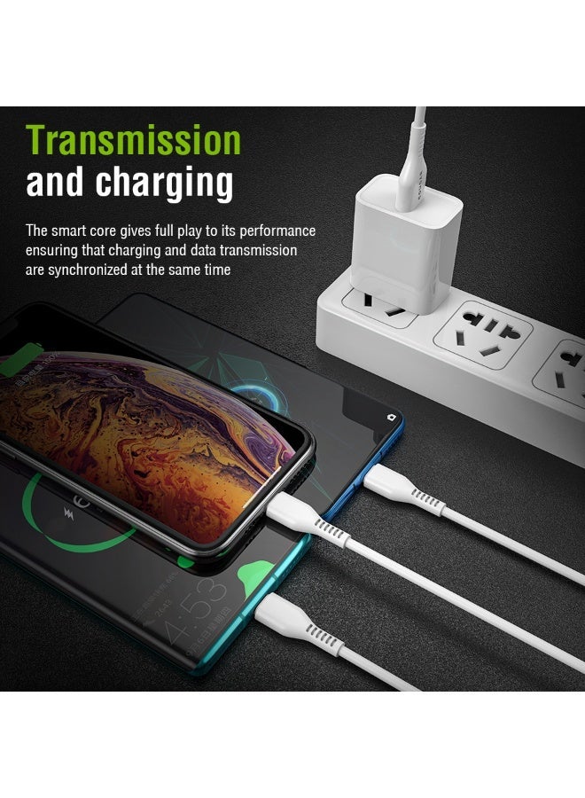 Cougar 30W Type C to Lightning Cable, PD Type C Fast Charging and Data Transfer Cable with Smart Chip, Durable PVC Cable for Compatible iPhone and iPad Devices, 1m, White - Image 4