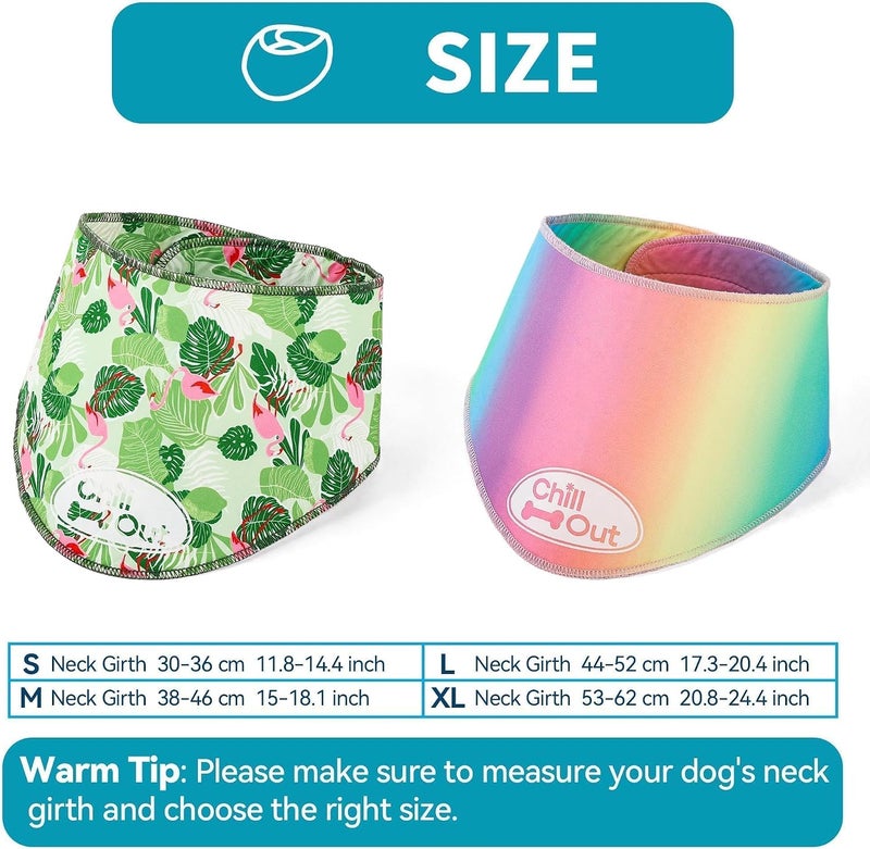 أوول فور بوز مجموعة "ALL FOR PAWS" المكونة من وشاحين تبريد للكلاب، طوق تبريد ولفافة رقبة للكلاب، أوشحة تبريد جليدية للكلاب متوسطة الحجم، طوق تبريد "بلو تشيل أوت" (مقاس M، محيط الرقبة 15-18.1 بوصة) - Image 2