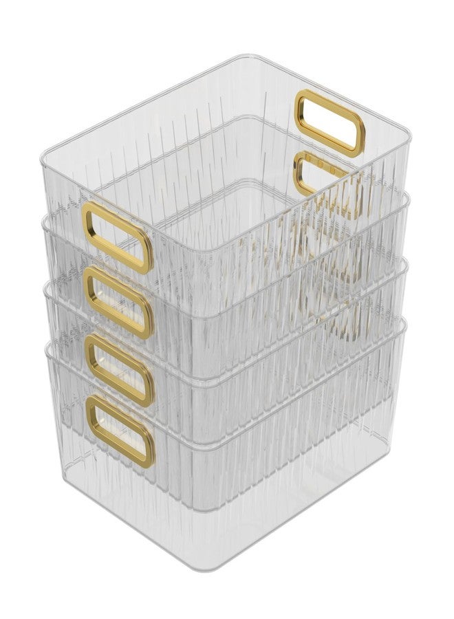 Vababa 4-Pack Clear Plastic Storage Bins, Clear Plastic Pantry Organizer Bins, Multi-use Organizer Bins - Image 1