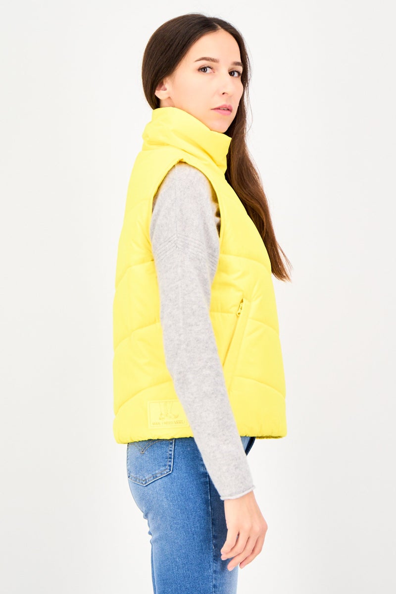 VANS Women Solid Sleeveless Vest Jacket, Yellow - Image 2