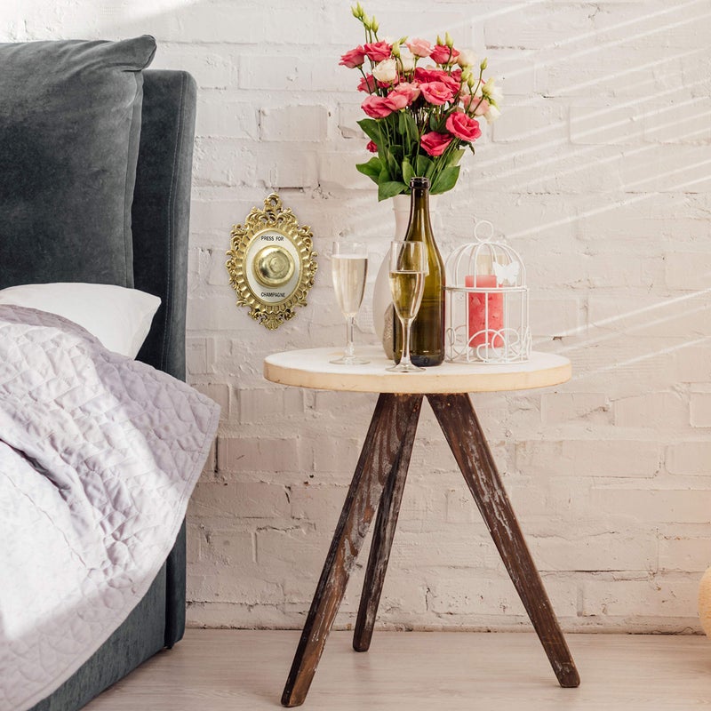 WHW Whole House Worlds Grand Hotel Decorative Door Bell, Champagne Theme, Ornamental Plaque, Non-Working Ringer, 9 Tall x 5.5 Inches Wide, Metallic Gold and White Painted Polyresin - Image 3