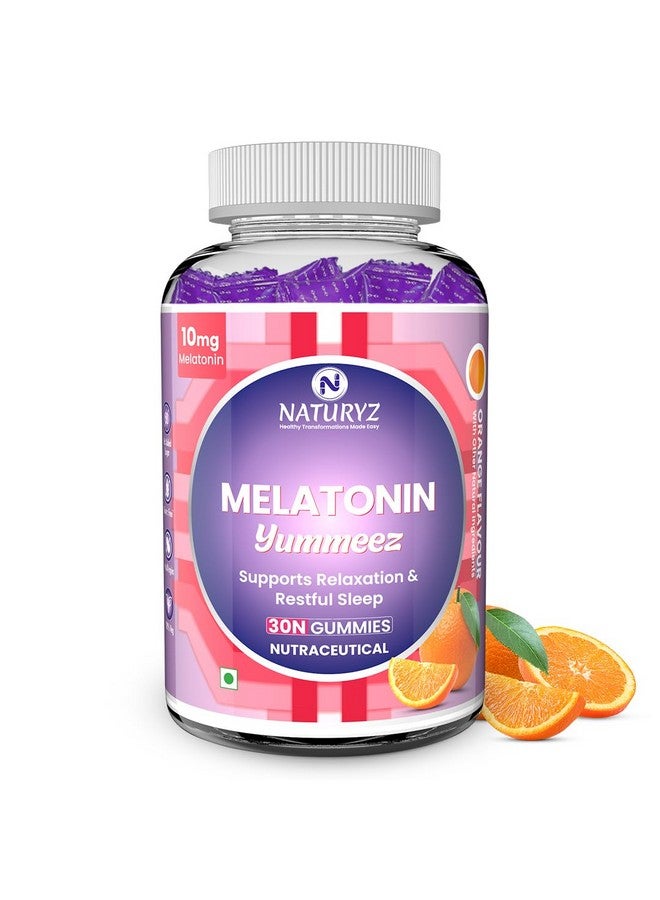 NATURYZ ناتوريز يميز جوميز ميلاتونين 10 ملغ للنوم - غير مسبب للإدمان | بدون سكر مضاف | جذر فاليريان، بابونج | تحسين جودة النوم لليالي هادئة، استيقظ منتعشًا ونشيطًا - 30 جوميز (نكهة البرتقال) - Image 1