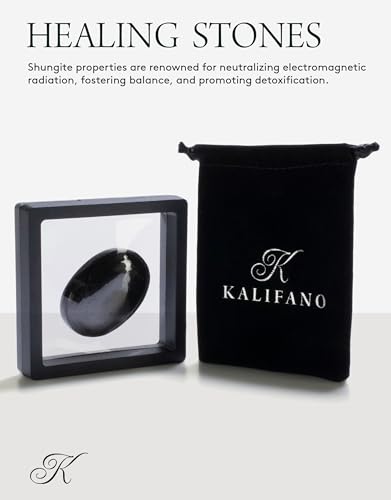 KALIFANO Shungite Palm Stone with Healing & Calming Effects - AAA+ High Energy Piedra de Shungita Reiki Worry Crystal Used for EMF Protection and Rejuvenation (Information Card Included) - Image 2