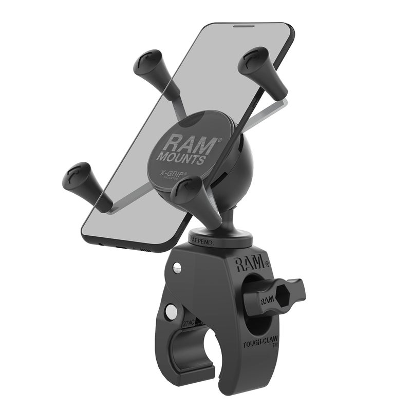 RAM Mounts X-Grip Small Phone Mount with RAM Snap-Link Tough-Claw RAM-HOL-UN7-400U for Motorcycle, ATV/UTV, Bike - Image 1