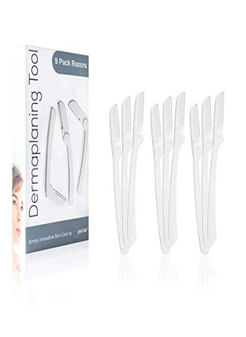 Ning Tool (9 Count) - Easy To Use Dermaplane Razor For Face - Practical Hair Remover Blade For Eyebrows And Peach Fuzz - Facial Shaver For Women That Helps Exfoliate And Smooth The Skin