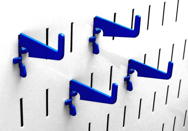 Wall Control Blue Medium Slotted Storage Hooks - Rust Resistant Metal Hooks for Garage, Kitchen and Home Storage - 4 Pack - Image 1