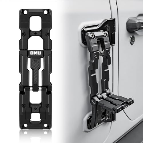 OMU Door Hinge Step Compatible with Jeep Wrangler JK JL JT, Aluminum Door Hinge Folding Foot Pedal Step - Image 1