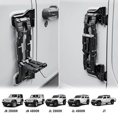 OMU Door Hinge Step Compatible with Jeep Wrangler JK JL JT, Aluminum Door Hinge Folding Foot Pedal Step - Image 3