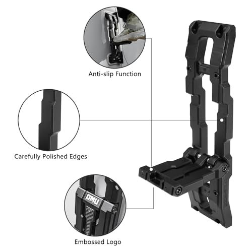 OMU Door Hinge Step Compatible with Jeep Wrangler JK JL JT, Aluminum Door Hinge Folding Foot Pedal Step - Image 2