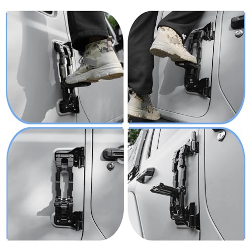 OMU Door Hinge Step Compatible with Jeep Wrangler JK JL JT, Aluminum Door Hinge Folding Foot Pedal Step - Image 5