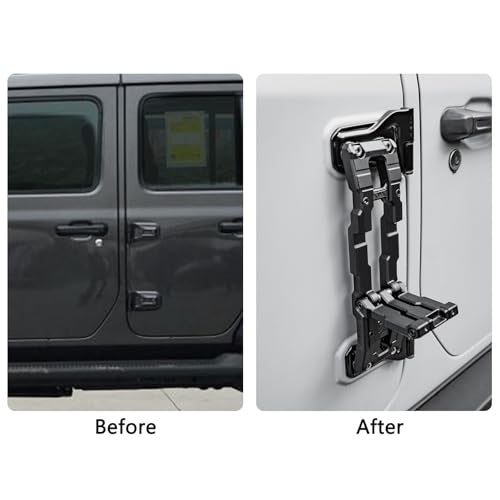 OMU Door Hinge Step Compatible with Jeep Wrangler JK JL JT, Aluminum Door Hinge Folding Foot Pedal Step - Image 4