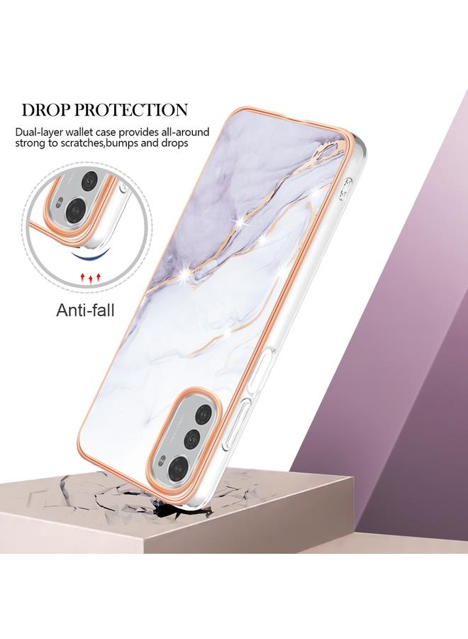 اس-توب جراب لهاتف Motorola Moto E32 4G / E32s، جراب هاتف IMD مزدوج الجوانب من الرخام المطلي بالكهرباء - Image 2