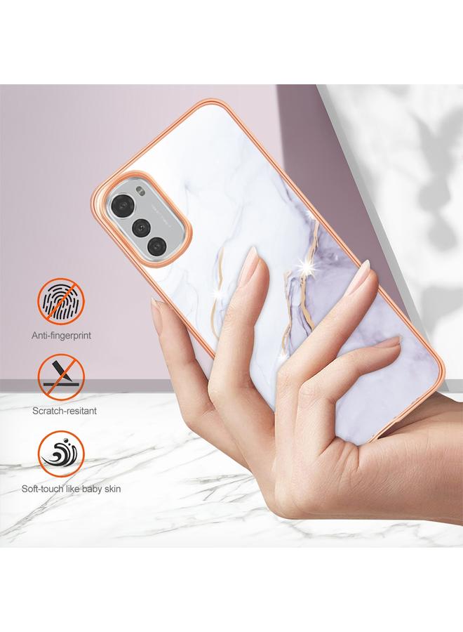 اس-توب جراب لهاتف Motorola Moto E32 4G / E32s، جراب هاتف IMD مزدوج الجوانب من الرخام المطلي بالكهرباء - Image 3