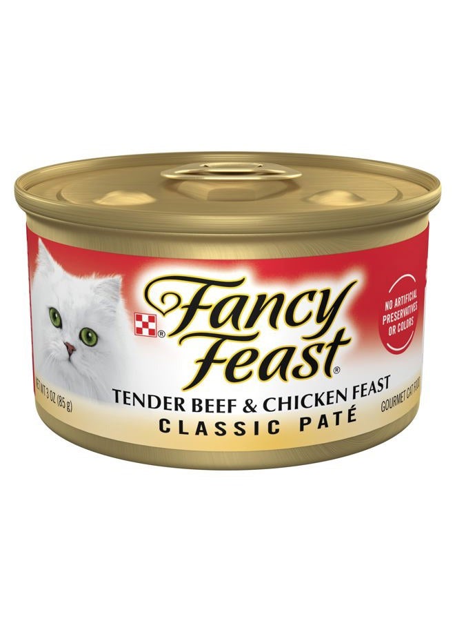 Fancy Feast Purina Grain Free Pate Wet Cat Food, Tender Beef & Chicken - (24) 3 oz. Cans - Image 1