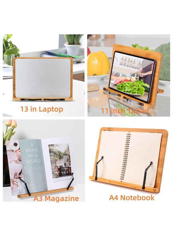 Megrez Book Stand for Reading (13.2 x 9.4 inch) Bamboo Cookbook Stand Holder for Kitchen, Adjustable Book Holder Stand for Tablet/Textbook Holder/Hollow Bookrest Stand, Butterflies - Image 5