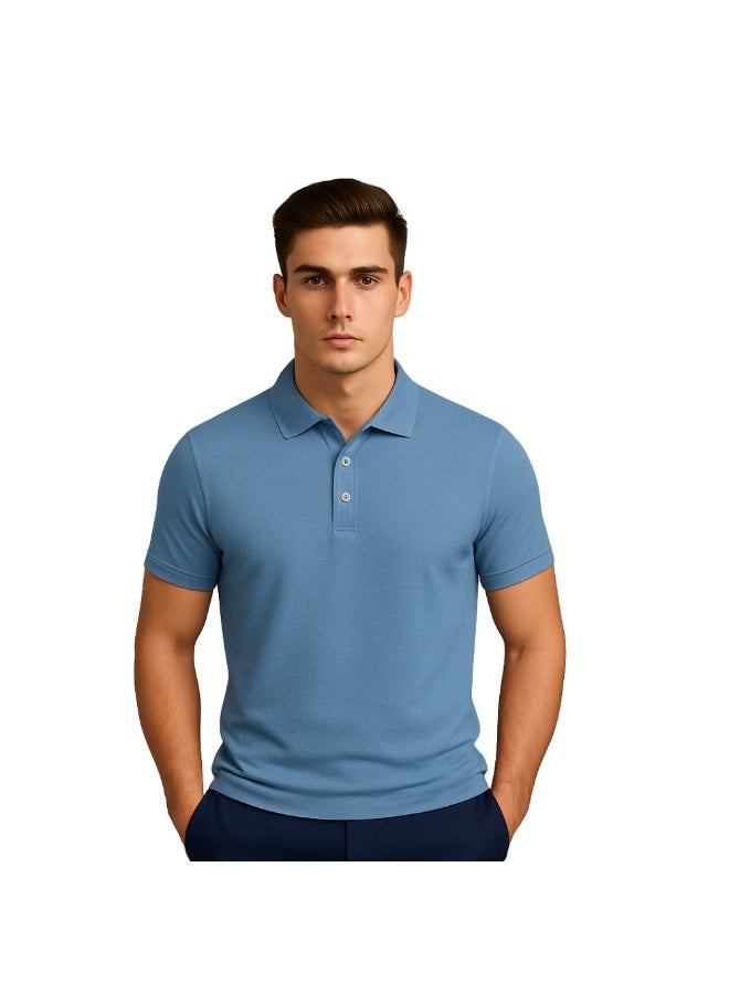 برينت شوب فور مي تيشيرت بولو رجالي | نسيج قرص العسل ٢٤٠ جرام لكل متر مربع | تيشيرت قطني خالص بقصّة عادية بألوان أساسية | مريح وأنيق للارتداء اليومي - Image 1