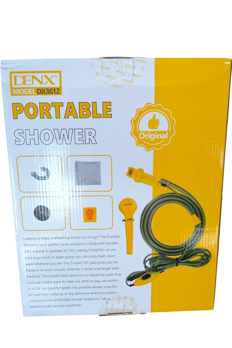 دينكس غسالة سيارات محمولة 12 فولت - تضخ المياه من الدلو إلى تيار دش ثابت ولطيف للتخييم والسفر والشاطئ والسباحة والحيوانات الأليفة والأنشطة الخارجية والداخلية - Image 5
