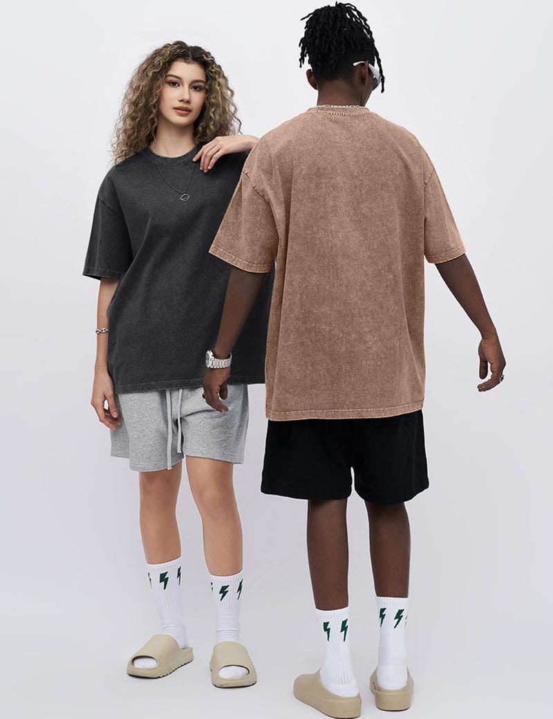 Arssm 3 Pack Men Oversized T Shirts Vintage Tee Loose Fit Short Sleeve Casual Streetwear Baggy Washed Unisex Tops(BlackKhakiBlue-L) - Image 4