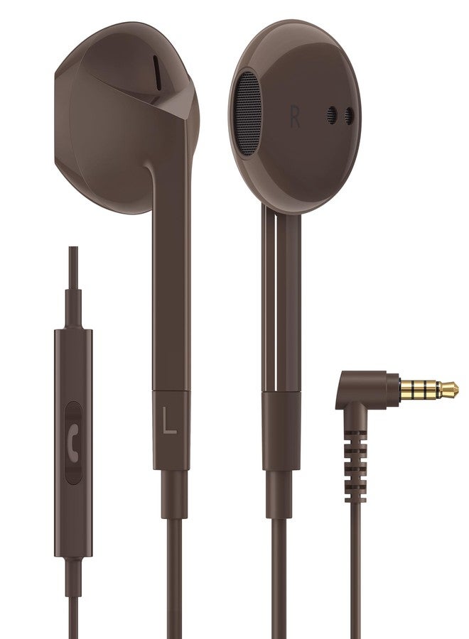 LUDOS FEROX Wired Earbuds in-Ear Headphones, 5 Year Warranty, Earphones with Microphone, Noise Isolation Corded for 3.5mm Jack Ear Buds for iPhone, Samsung, Laptop, Kids, School Students - Brown - Image 1