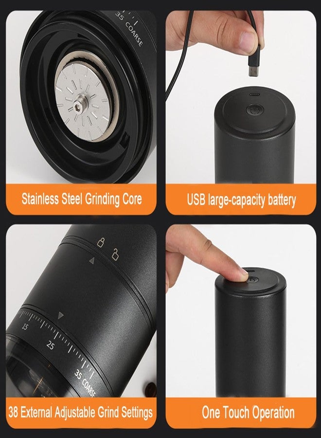TOBEFORT Portable Electric Coffee Grinder with 38 Adjustable Grind Settings - USB Rechargeable Stainless Steel Conical Burr, Coffee Bean Grinder for Espresso, French Press, Travel, Camping, Home & Office Use - Image 5