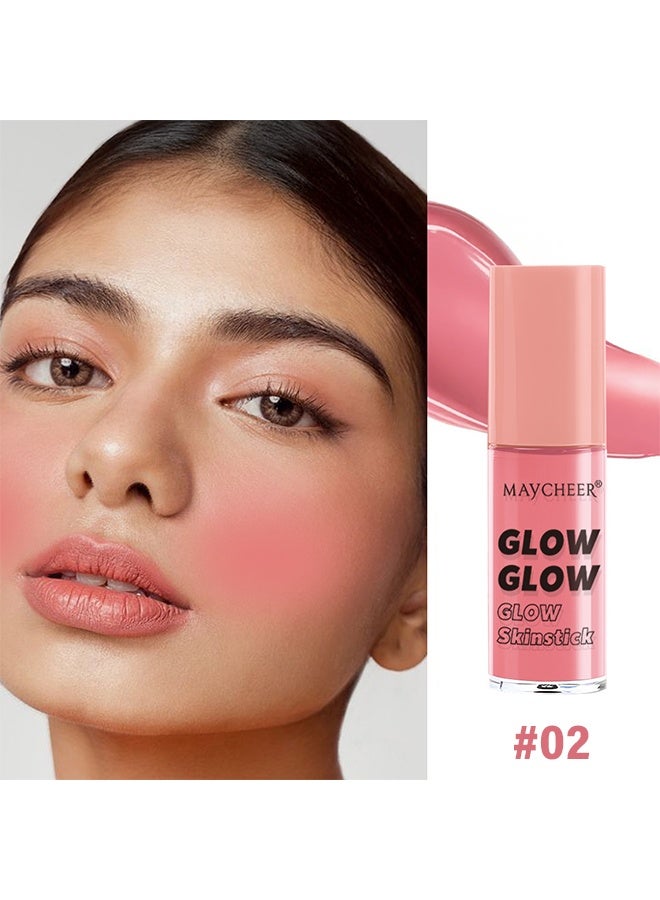 MAYCHEER Glow Skinstick Blush, Liquids Blushes with Sponge Head, Matte Nude Makeup Blusher Cream, Lasting, Lightweight, All-day Moisturizing and Smooth, Lightweight Face Color #02 - Image 2