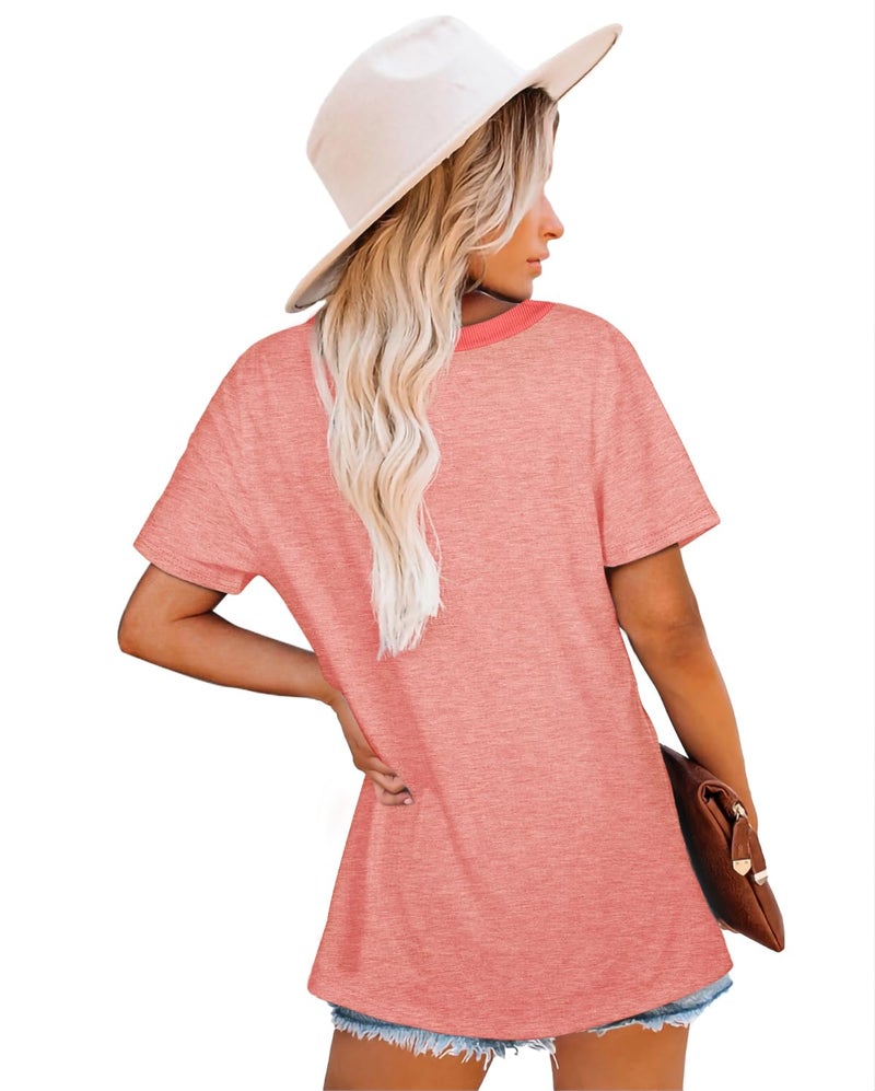 Jescakoo Crewneck T Shirts for Women Plain Tees Short Sleeve Summer Tops Cute Blouses 2XL - Image 5