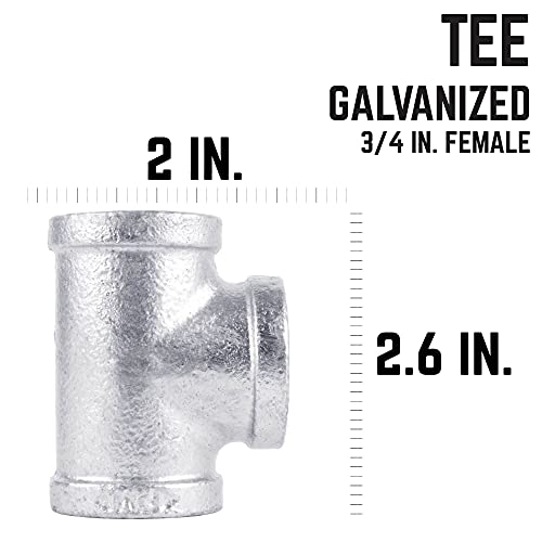 PIPE DECOR 3/4 in. Authentic Galvanized Malleable Iron Tee, 8 Pack, for DIY Pipe Furniture Building and Regular Plumbing Applications - Image 3