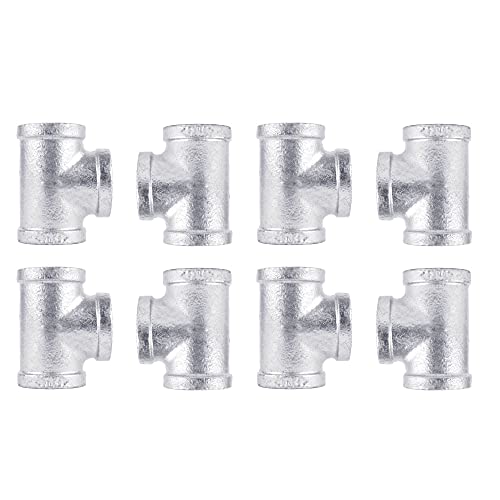PIPE DECOR 3/4 in. Authentic Galvanized Malleable Iron Tee, 8 Pack, for DIY Pipe Furniture Building and Regular Plumbing Applications - Image 1